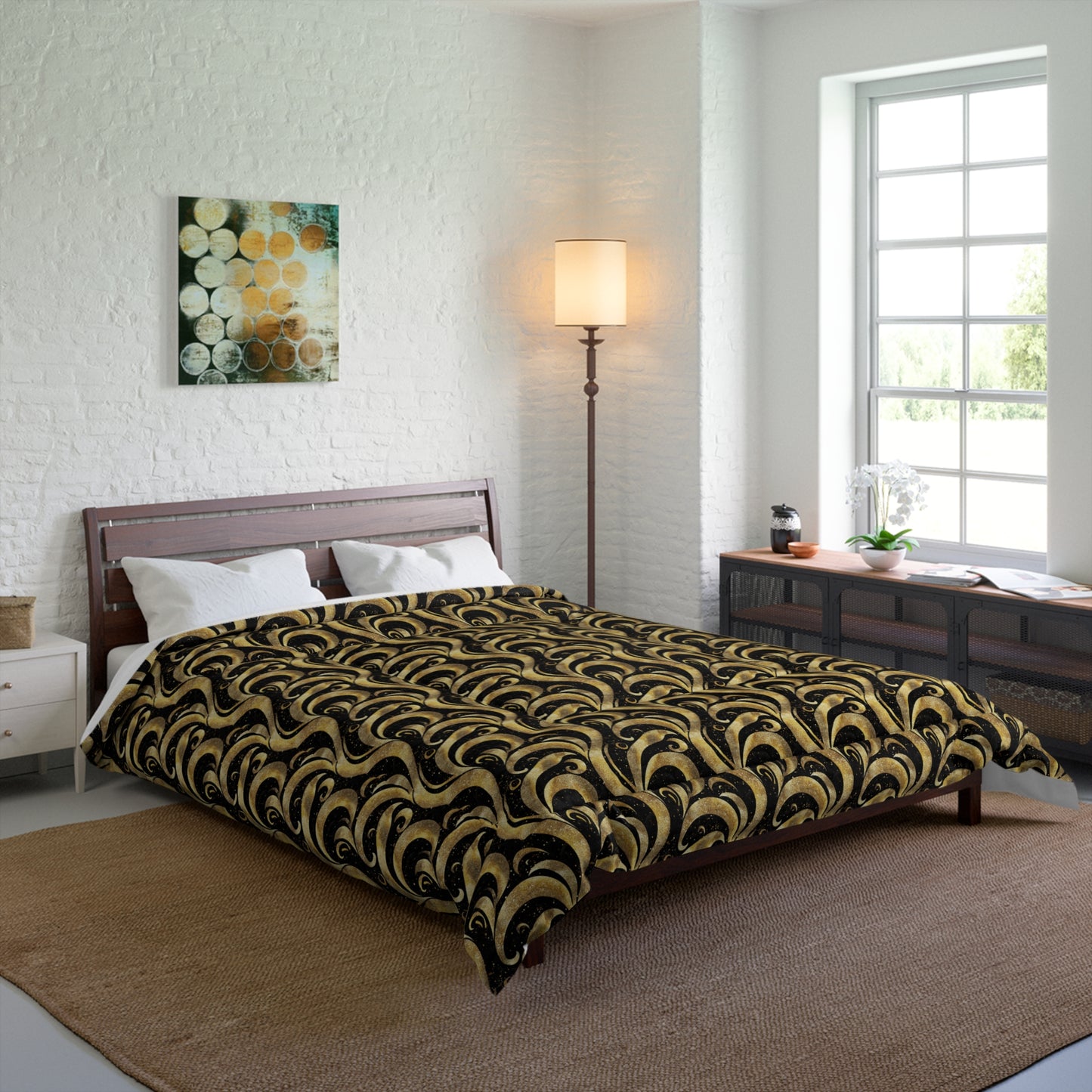 Black & Gold Luxe Swirl Comforter