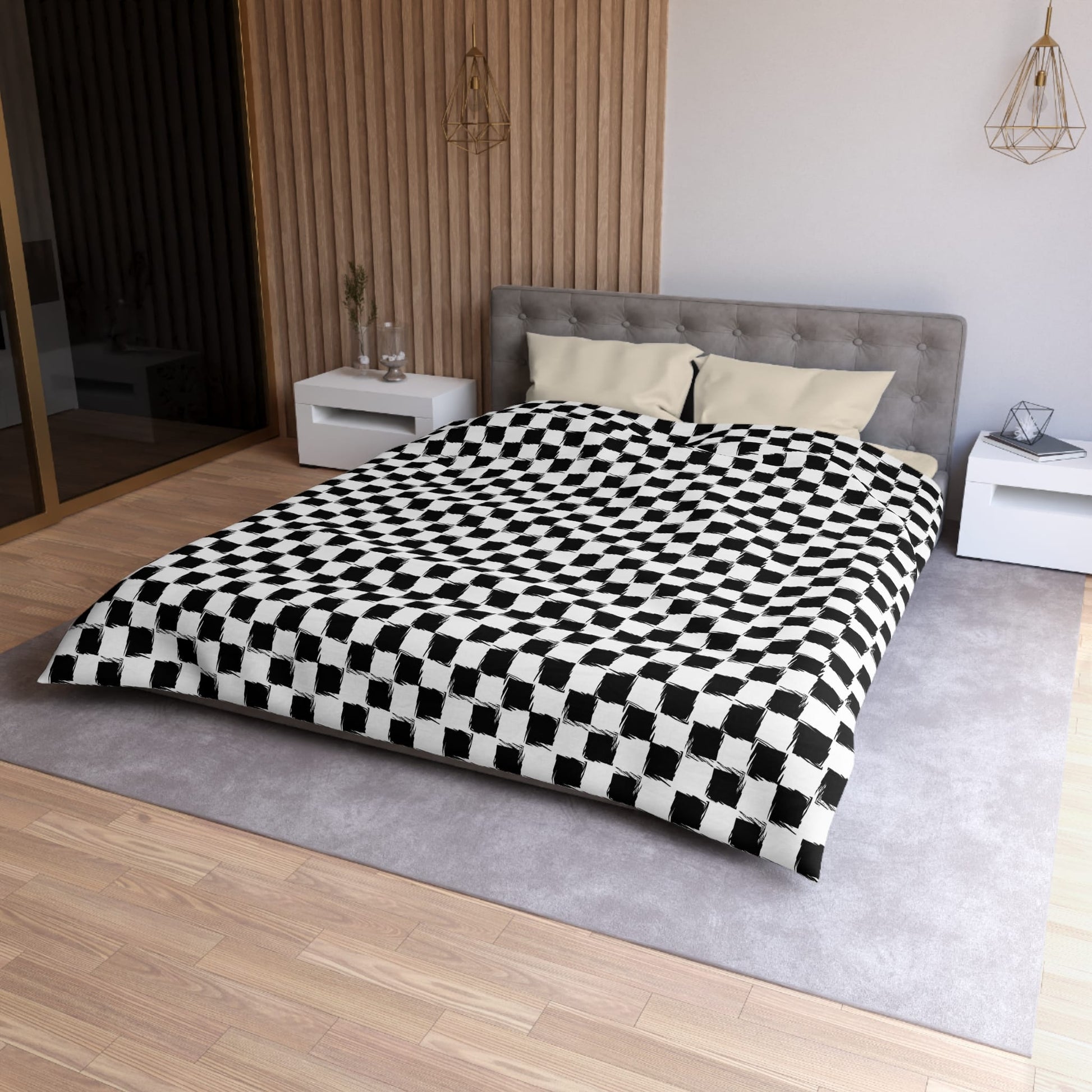 Distorted Check Microfiber Duvet Cover
