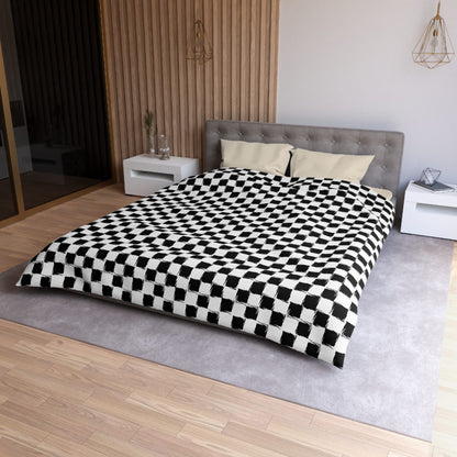 Distorted Check Microfiber Duvet Cover