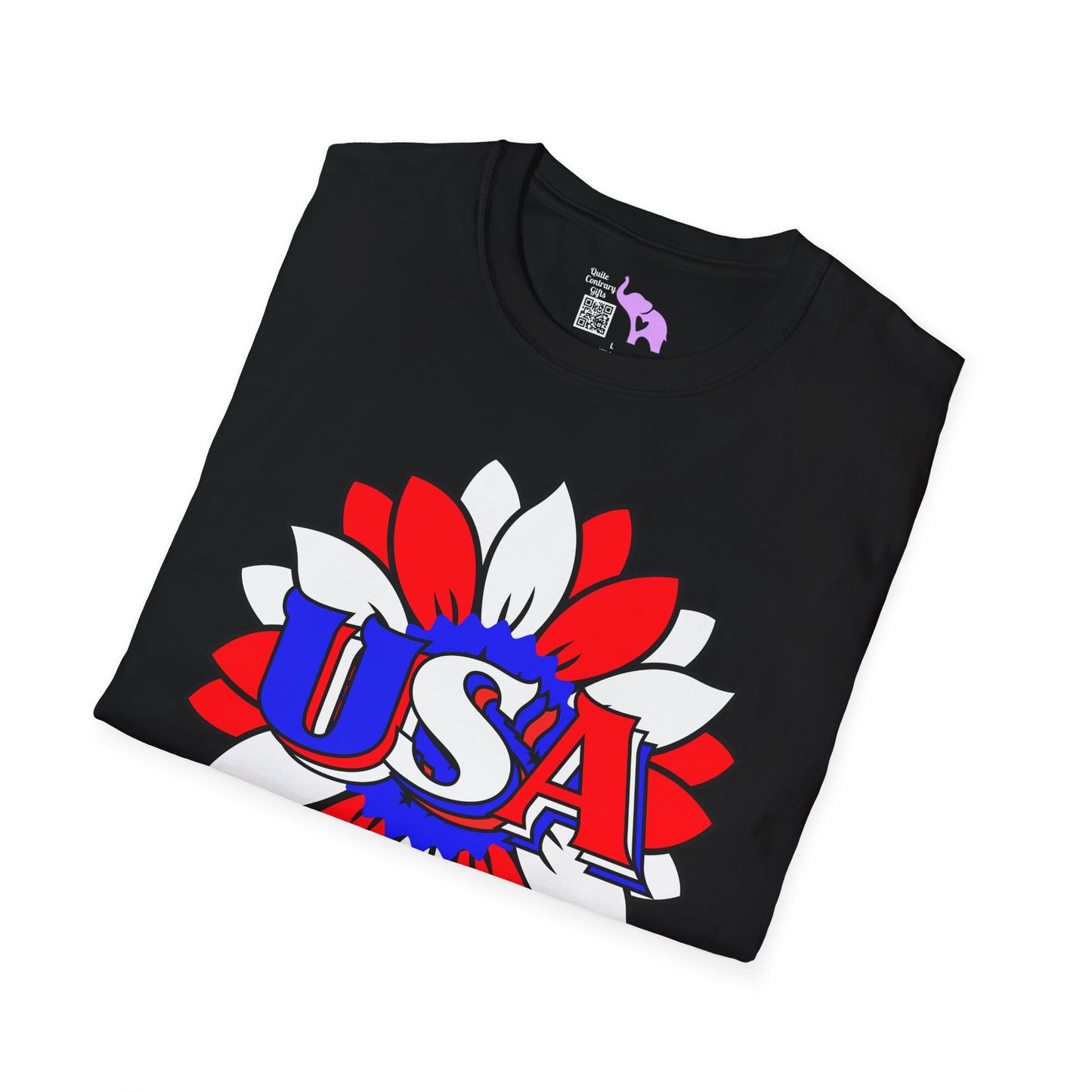 USA Red, White, and Blue Sunflower 2 Adult T-shirt