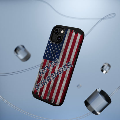 Never Surrender American Flag MagSafe® Compatible Tough Case for iPhone