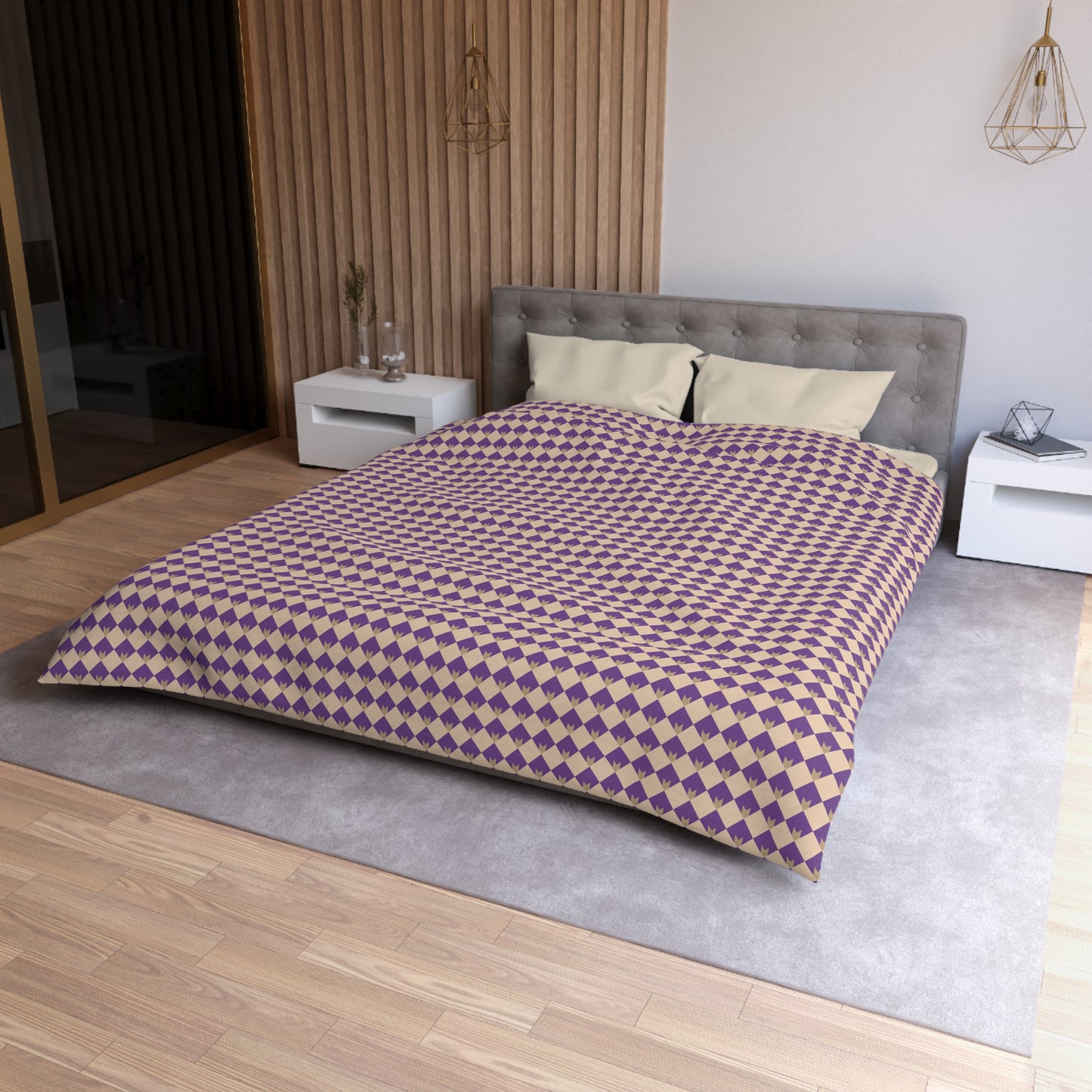 Diamond Bloom-Amethyst & Cream Duvet Bedding Set