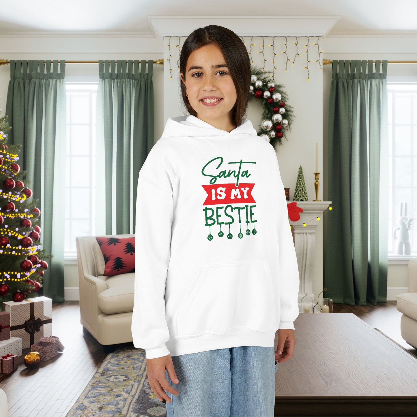 Santa Is My Bestie Youth Hoodie