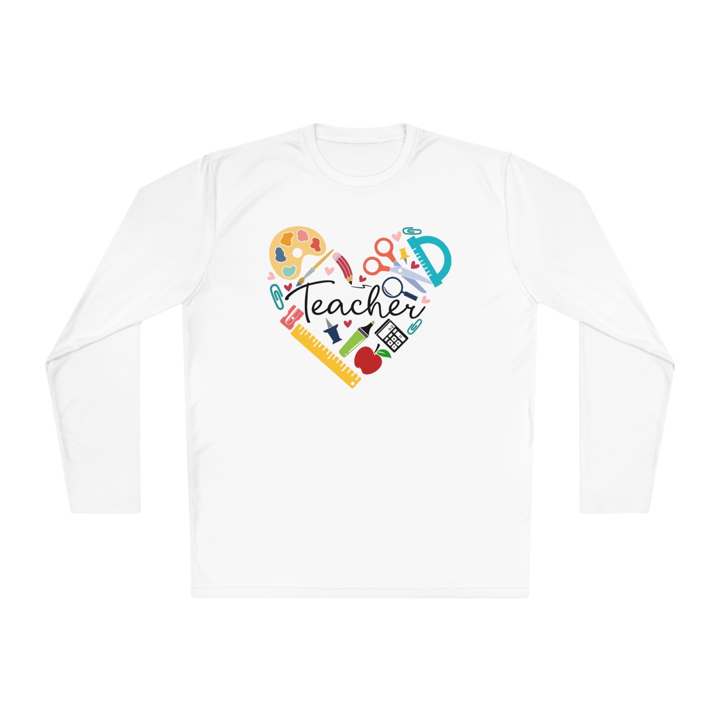 Teacher Supply Heart Adult Long Sleeve Tee