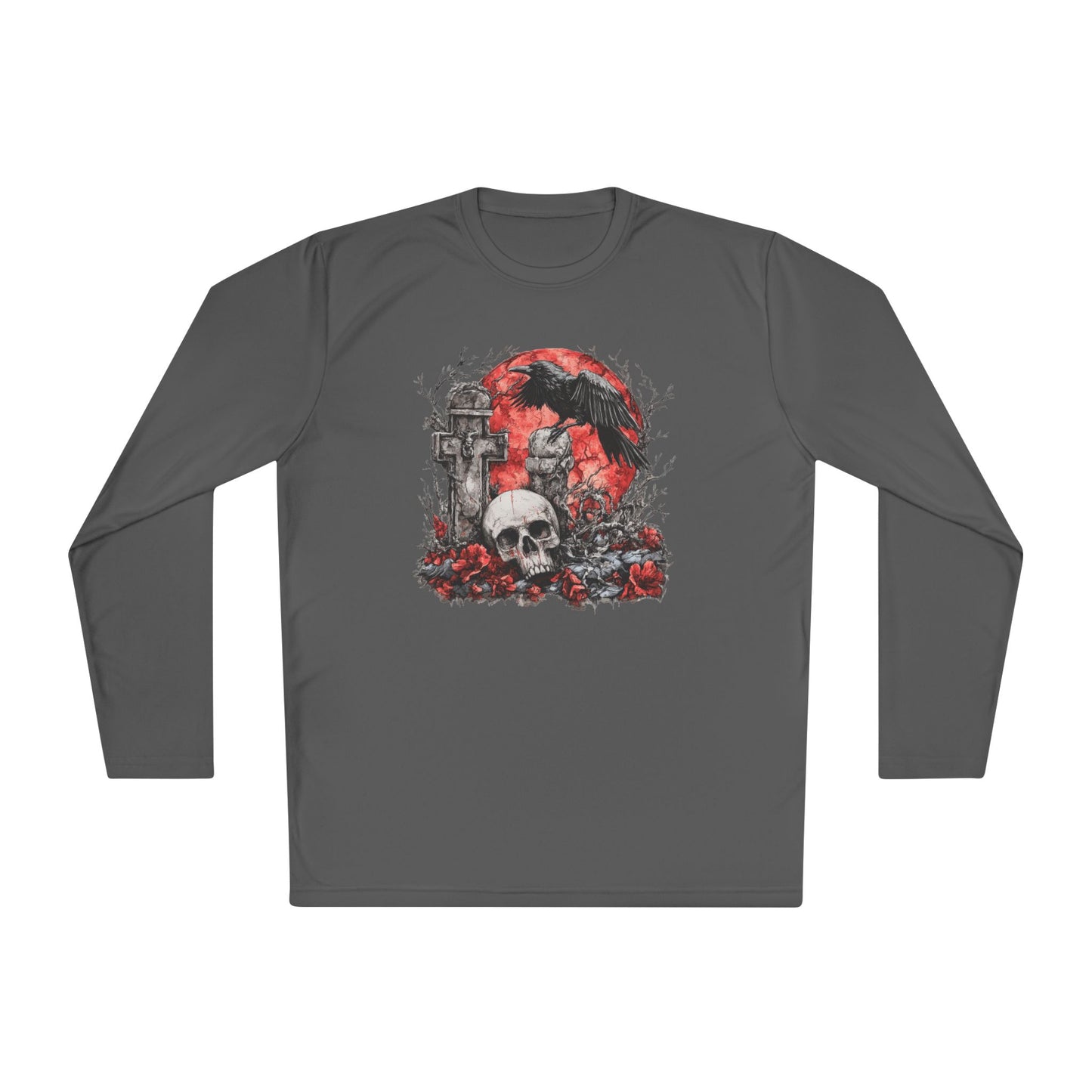 Halloween Graveyard w/Skull Adult Long Sleeve Tee