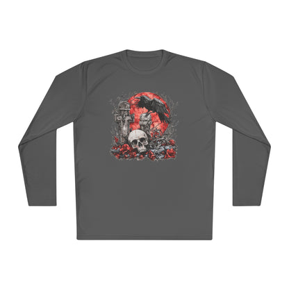 Halloween Graveyard w/Skull Adult Long Sleeve Tee