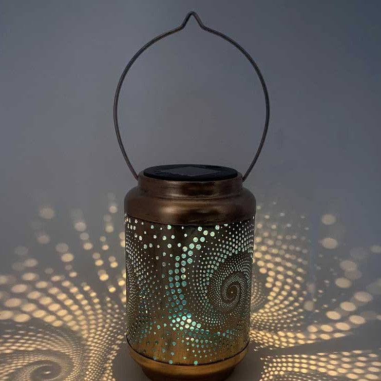 Metal Swirl Vintage Solar Lantern