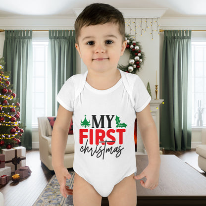 My First Christmas Infant Baby Rib Bodysuit