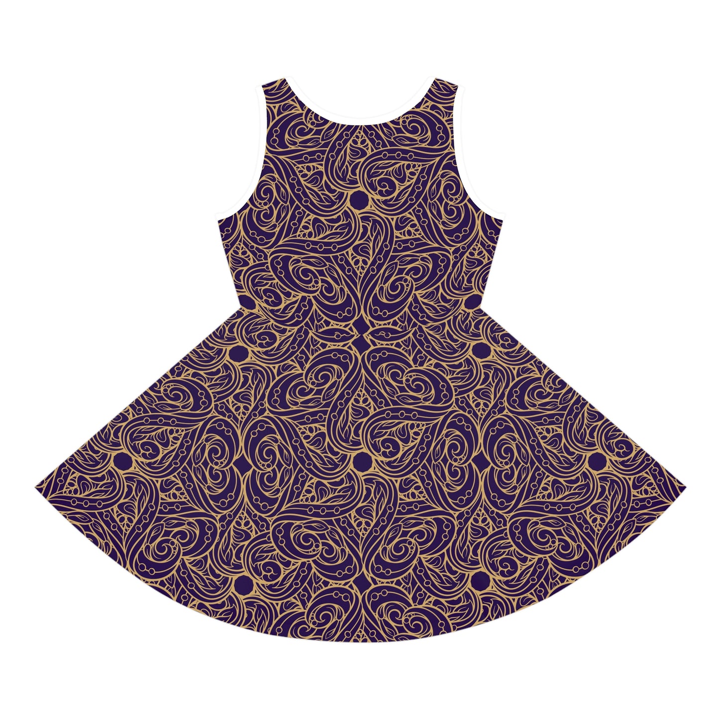 Golden Amethyst Radiance Mandala Girls' Sleeveless Sundress