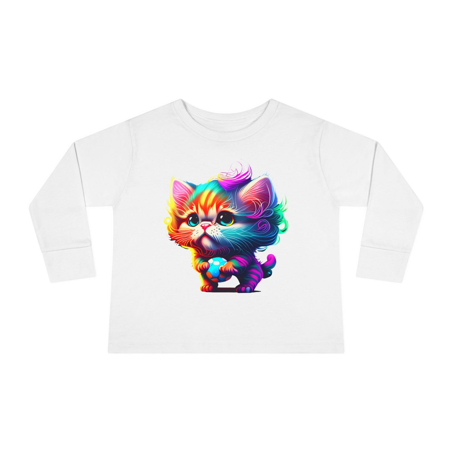 Cute Colorful Kitten Toddler Long Sleeve Tee