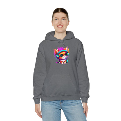 Cool Kitty w/Headphones Heavy Blend™ Hooded Sweatshirt