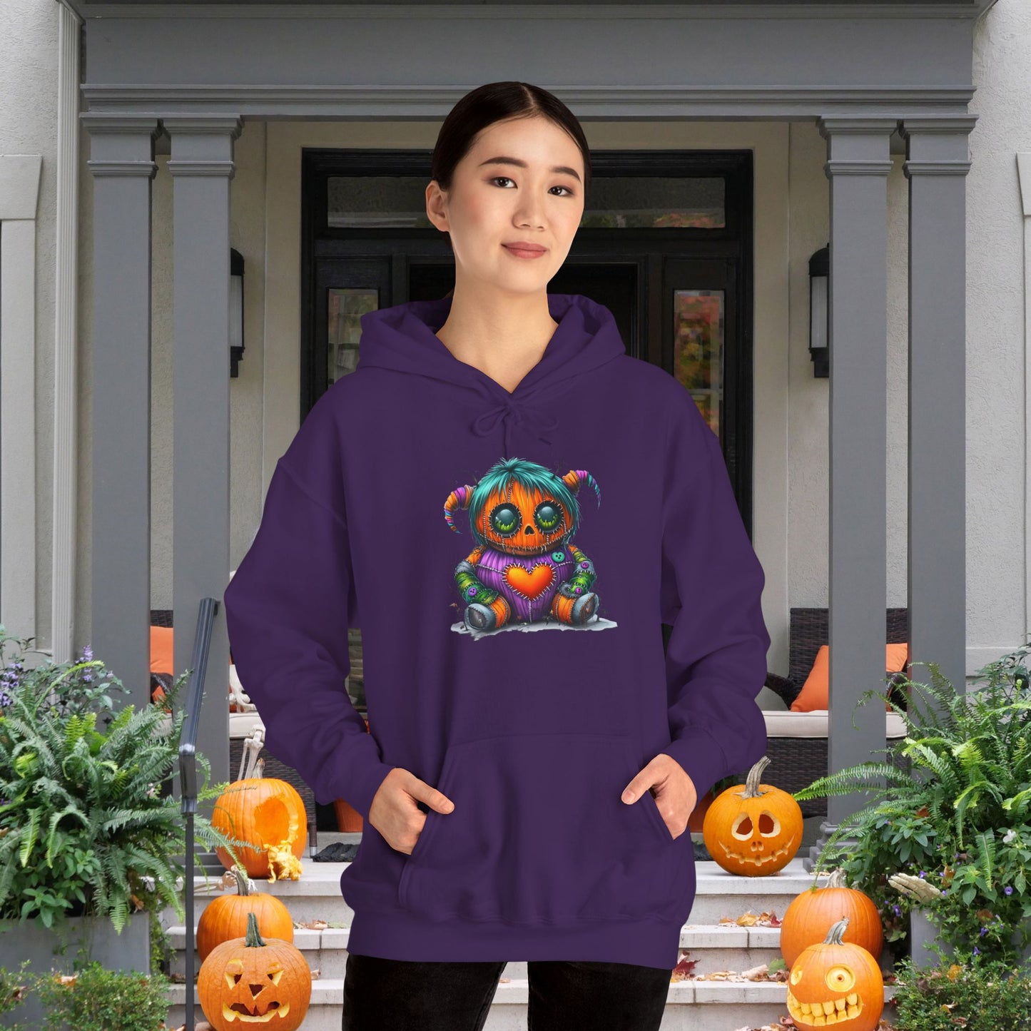 Patchwork Pumpkin Heart Heavy Blend™ Hooded Sweatshirt