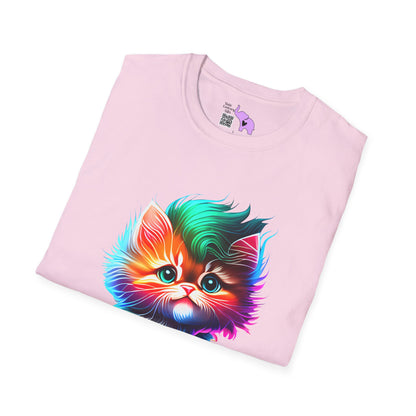 Cute Colorful Kitten w/Soccer Ball Adult T-shirt