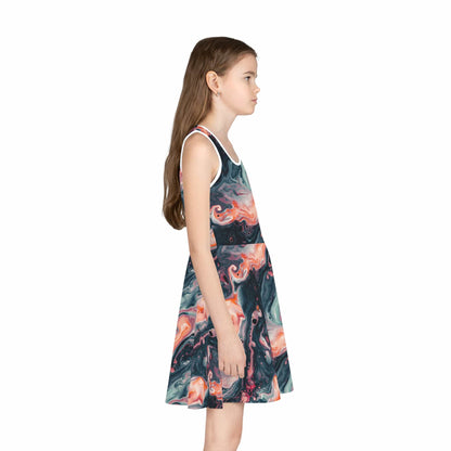 Pink Venom Marble Girls' Sleeveless Sundress