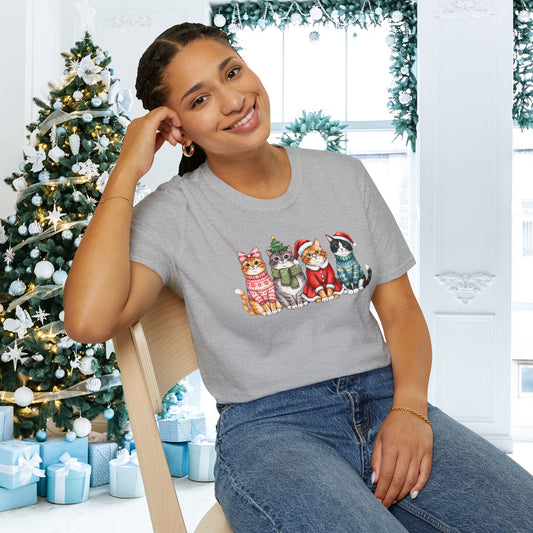 Meowy Christmas Crew Adult T-shirt