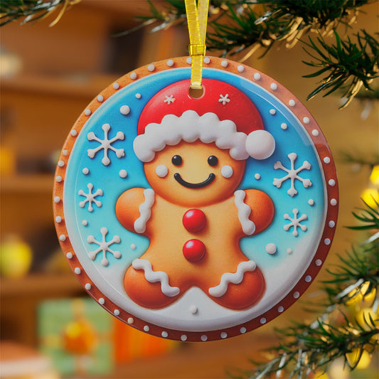 Jolly Gingerbread Glass Ornament