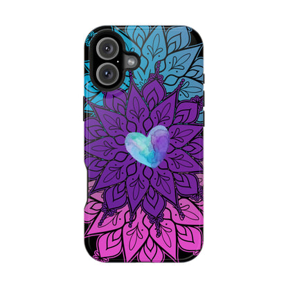 Colorful Mandala w/Heart MagSafe® Compatible Tough Case for iPhone