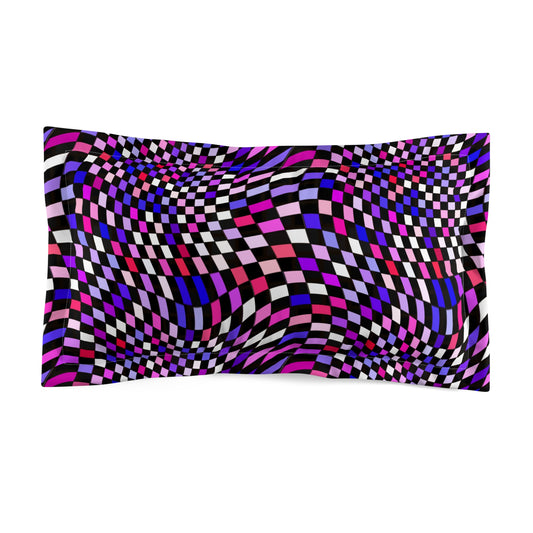 Warped Purple Checkered Microfiber Pillow Sham