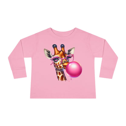 Girraffe Blowing Bubble Toddler Long Sleeve Tee