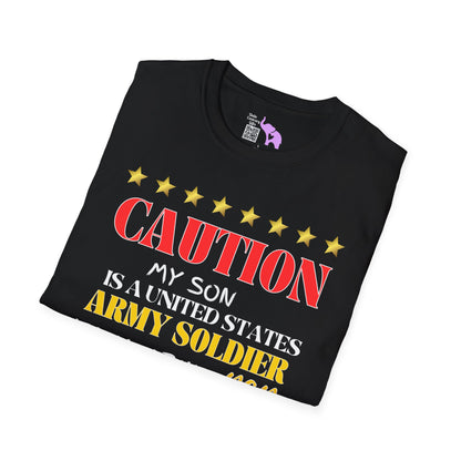 Caution My Son is a US Army Soldier I've Been Known to Brag (Dad) Adult T-Shirt