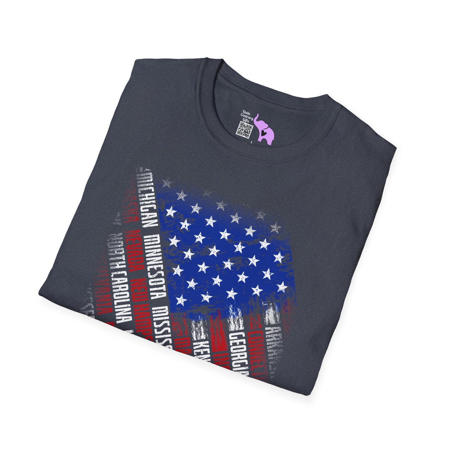 American Flag w/State Names Adult T-Shirt