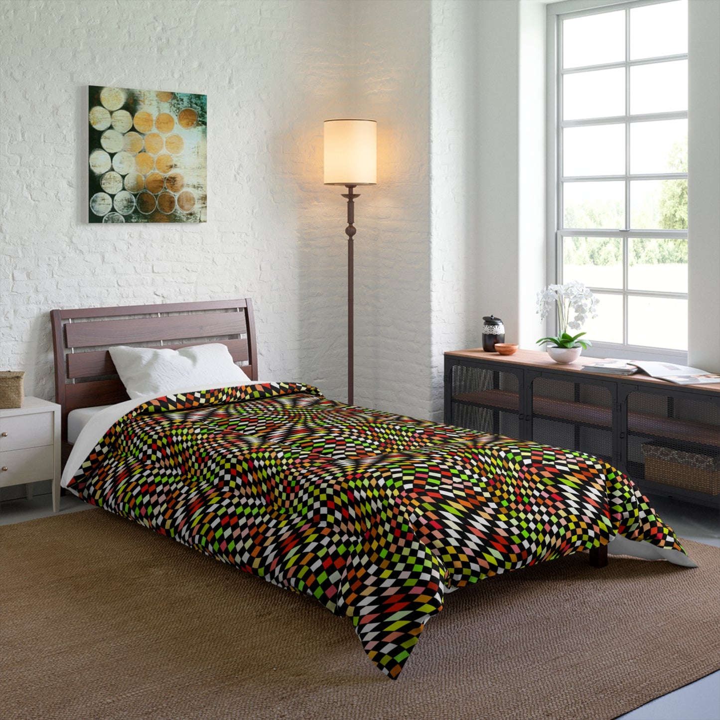 Warped Yellow/Green Checkered Comforter
