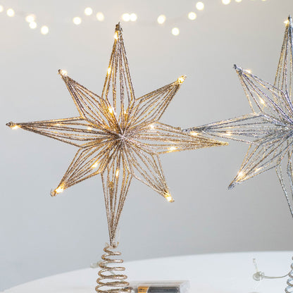 Shimmering Metal Star Tree Toppers – Gold and Silver Designs