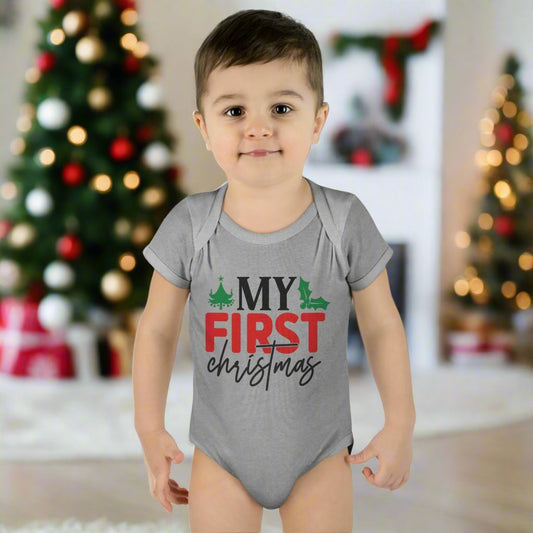 My First Christmas Infant Baby Rib Bodysuit