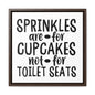 Sprinkles Are For Cupcakes Not For Toilet Seats 2 Canvas Wraps, Square Frame