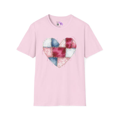 Patchwork Quilt Heart Adult T-shirt