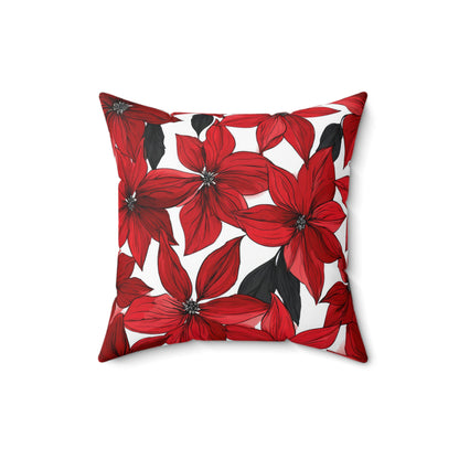 Inked Poinsettias Throw Pillow