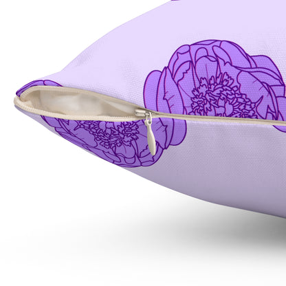Lilac Mist Peonies Throw Pillow