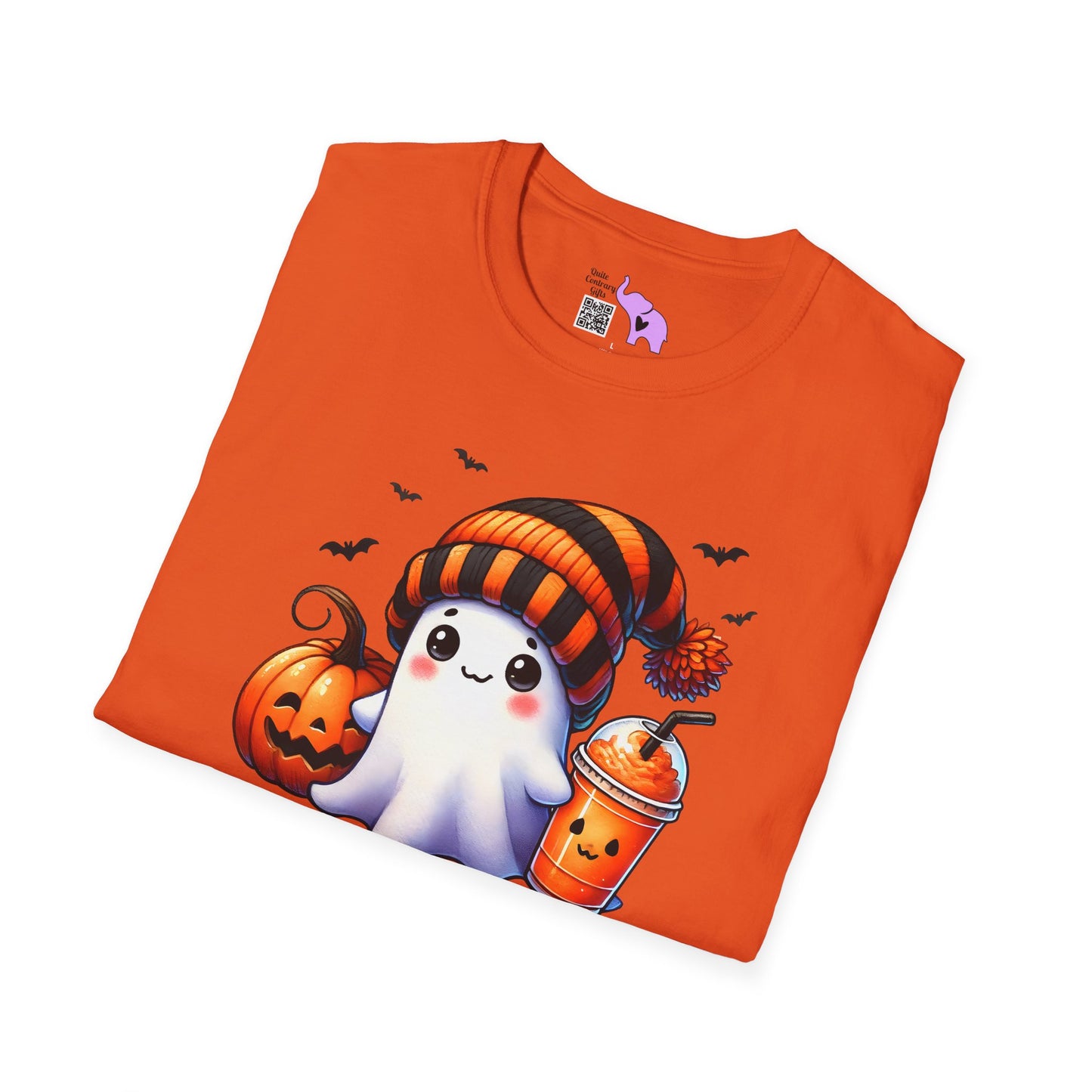 Cute Ghost w/Pumpkins Adult T-shirt