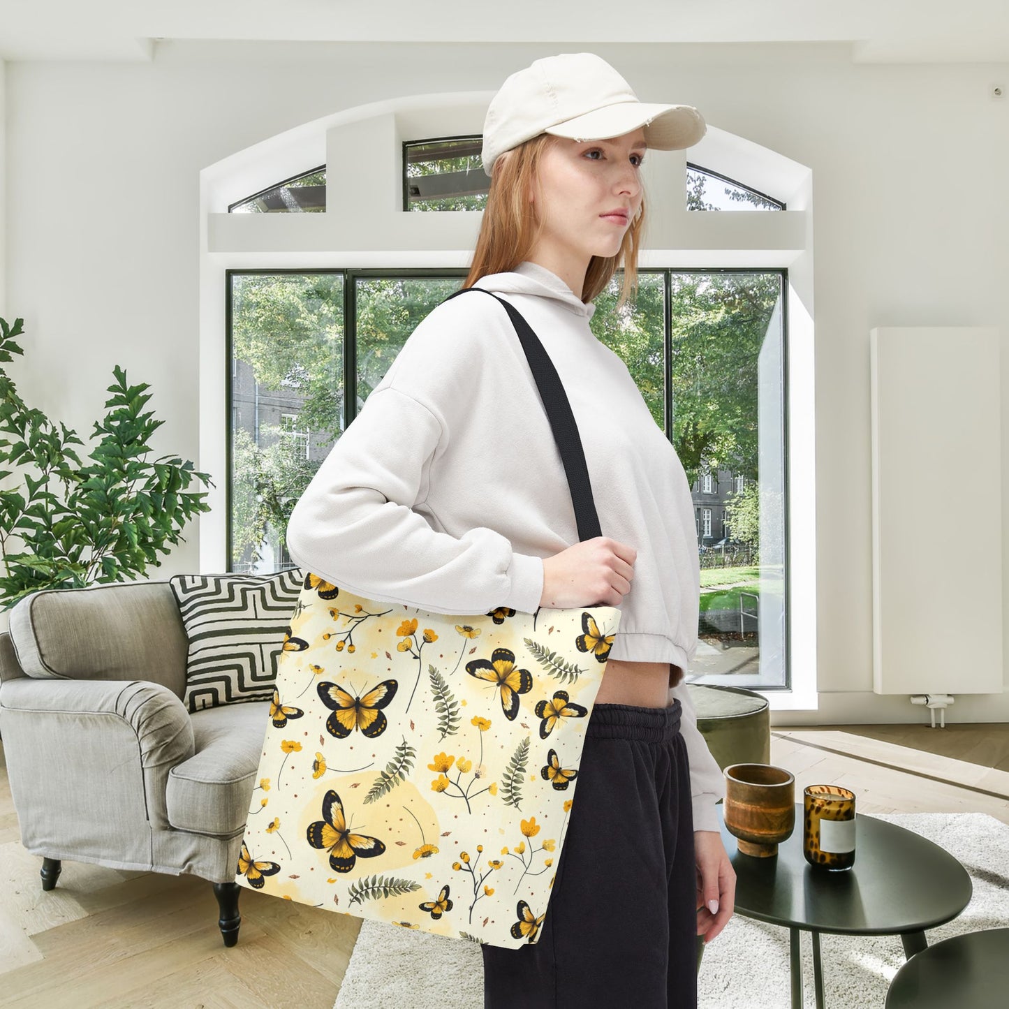 Sunlit Butterfly Bloom Canvas Tote Bag