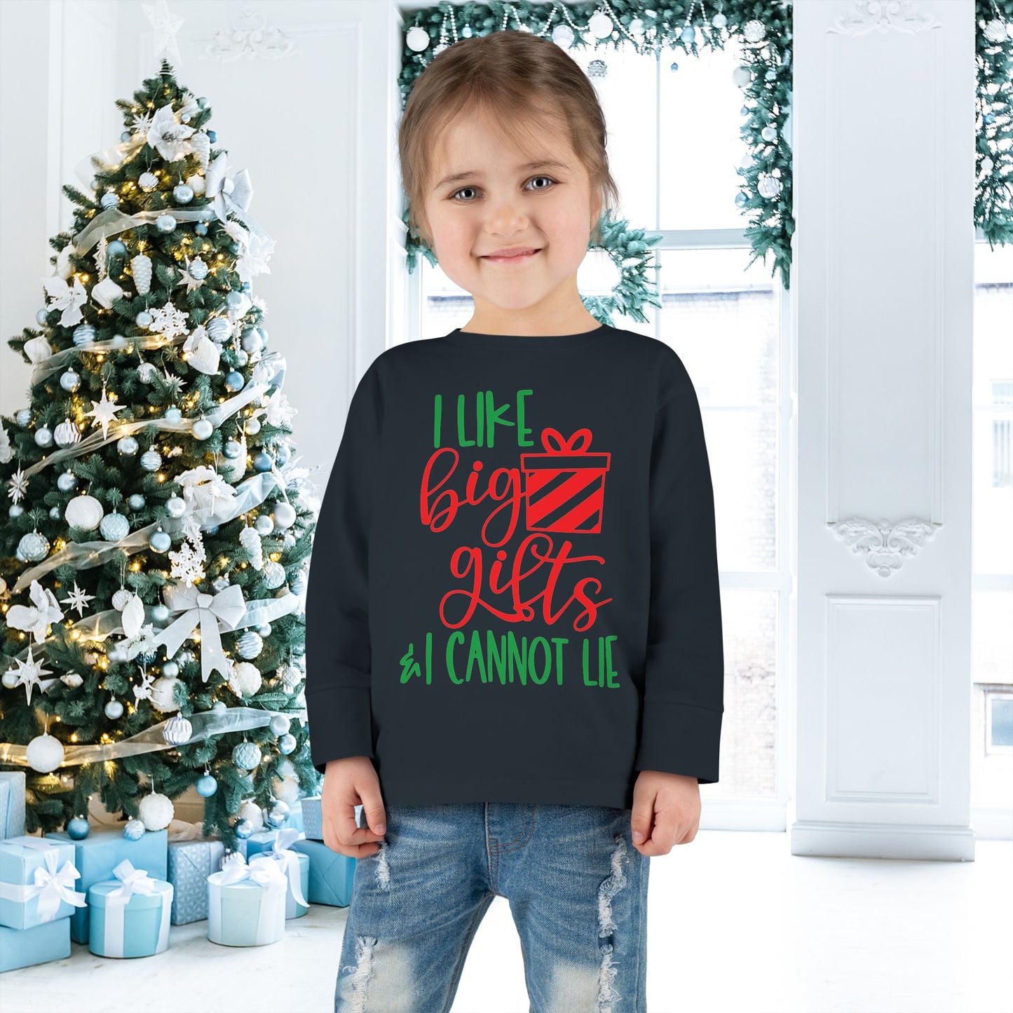 I Like Big Gifts & I Cannot Lie Toddler Long Sleeve Tee