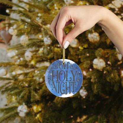 Oh Holy Night Starry Background Glass Ornament