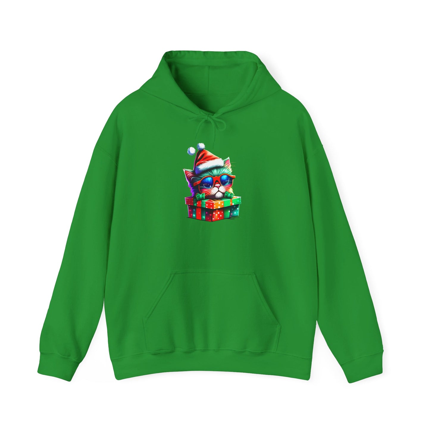 Christmas Kitten w/Gift Heavy Blend™ Hooded Sweatshirt
