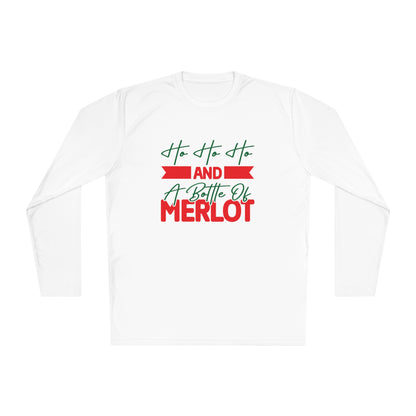 Ho Ho Ho And A Bottle Of Merlot Adult Long Sleeve Tee