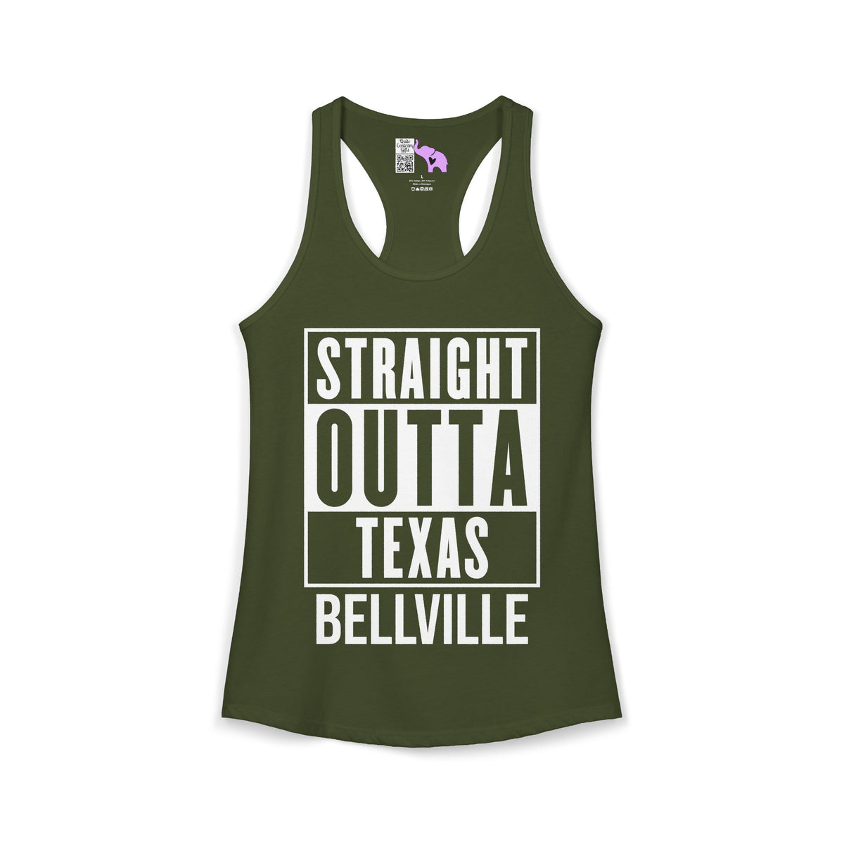 Straight Outta Texas (Dark Colors, White Text) Women's Ideal Racerback Tank