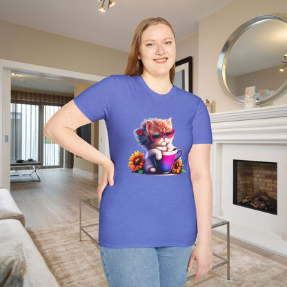 Cool Sunflower Kitten 3 Adult T-shirt
