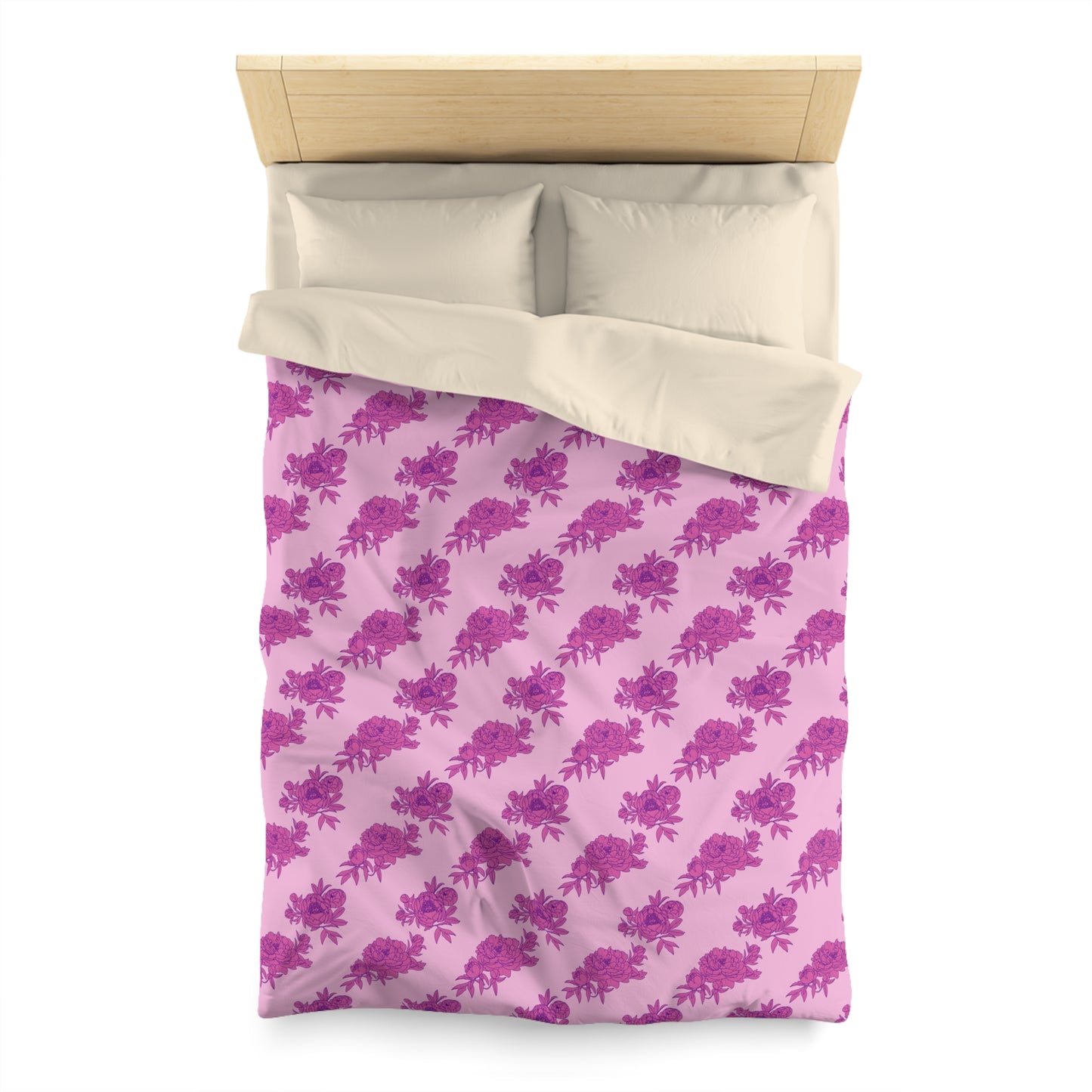 Bubblegum Bloom Peonies Microfiber Duvet Cover
