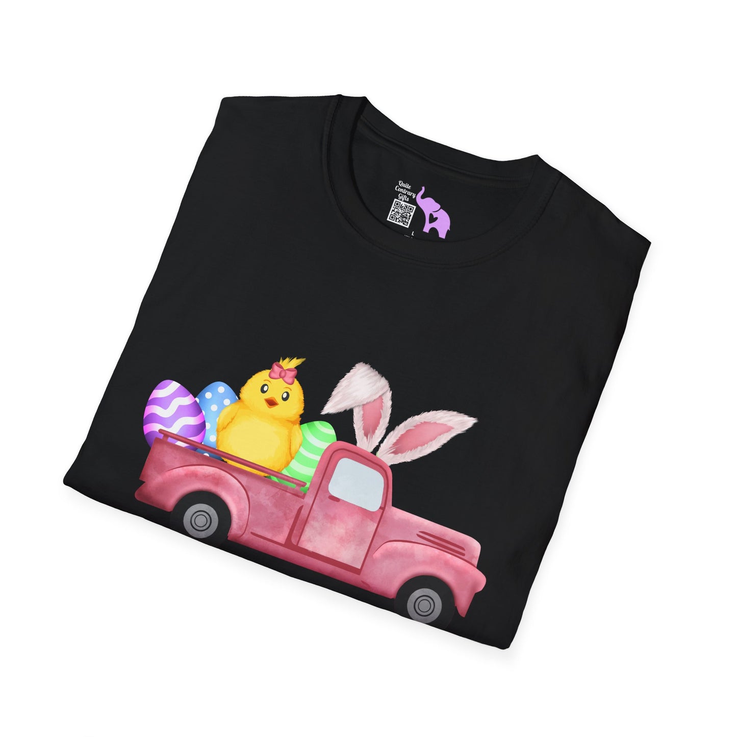 Easter Chick & Eggs In Vintage Truck Adult T-shirt