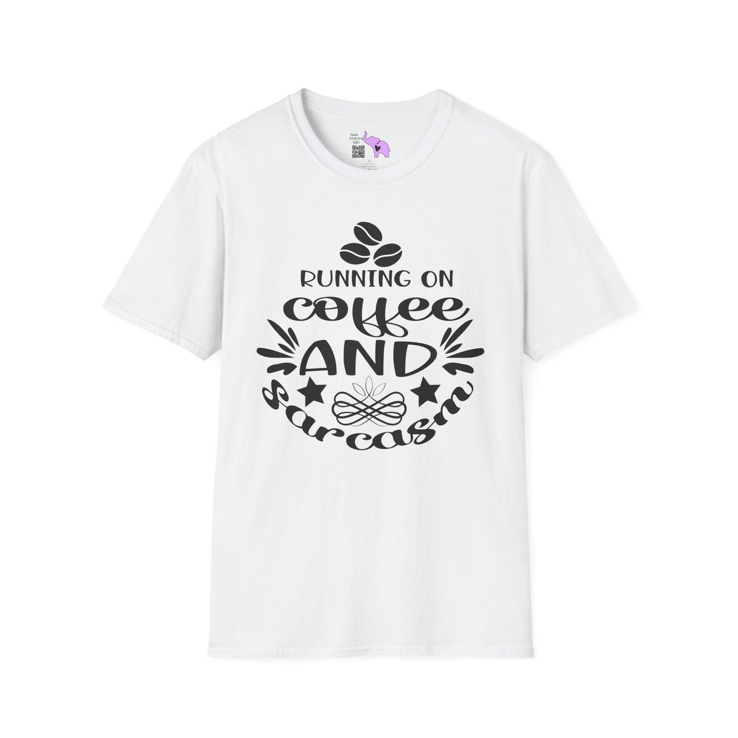 Running On Coffee And Sarcasm Adult T-shirt