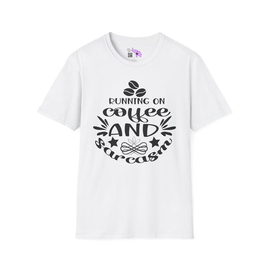 Running On Coffee And Sarcasm Adult T-shirt