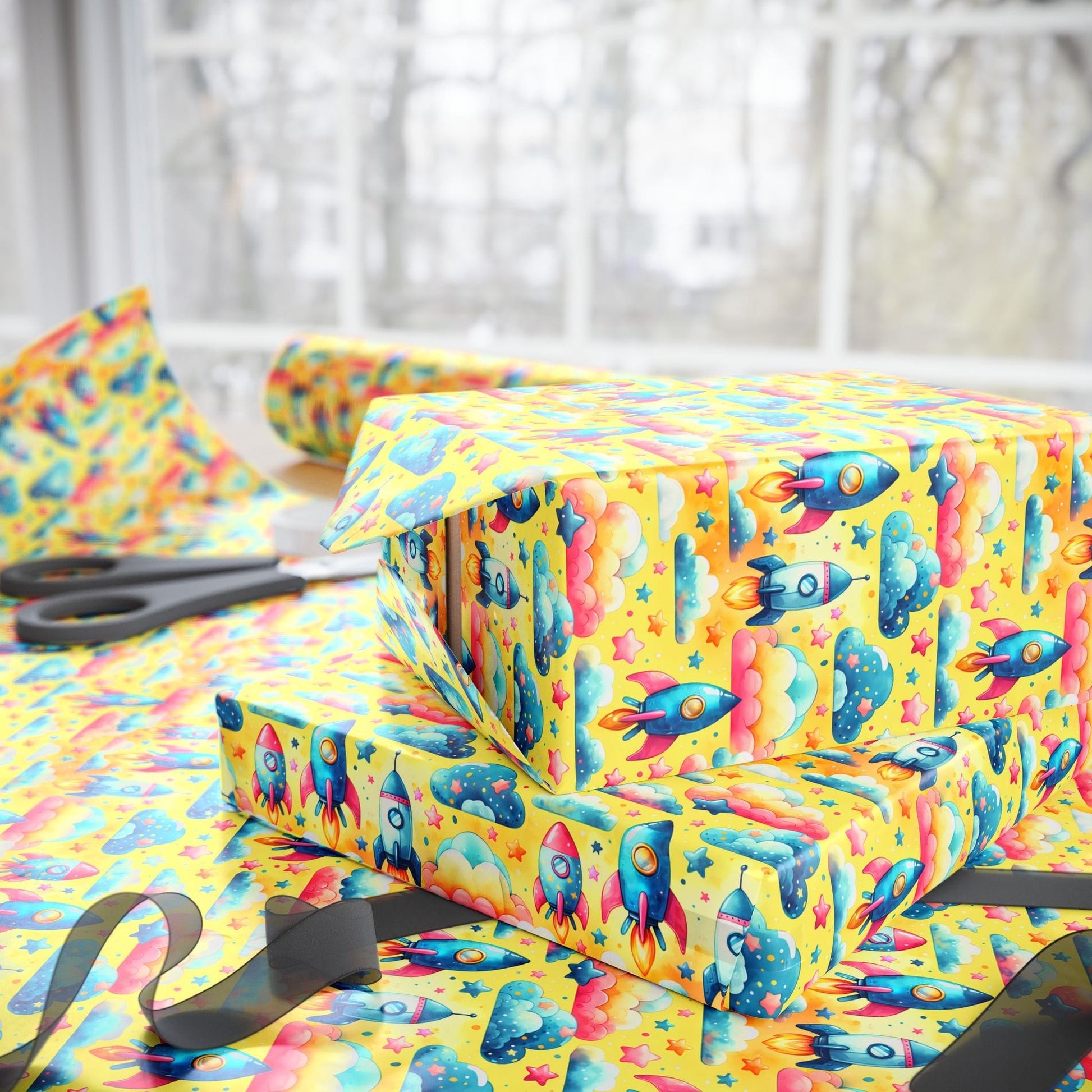 Pastel Rocket Dreams Wrapping Paper