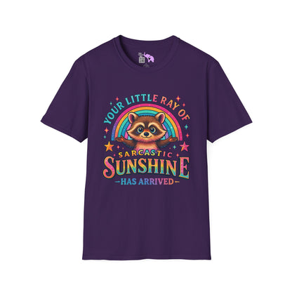 Your Little Ray of Sarcastic Sunshine is Here (Racoon) Adult T-shirt