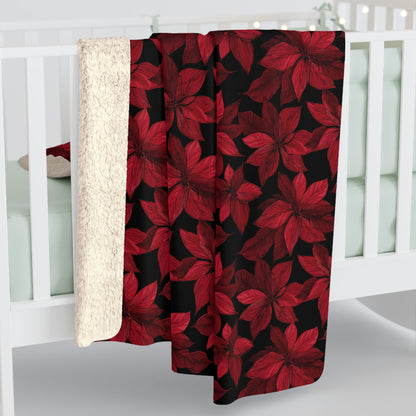Midnight Poinsettia Garden Fleece Blanket