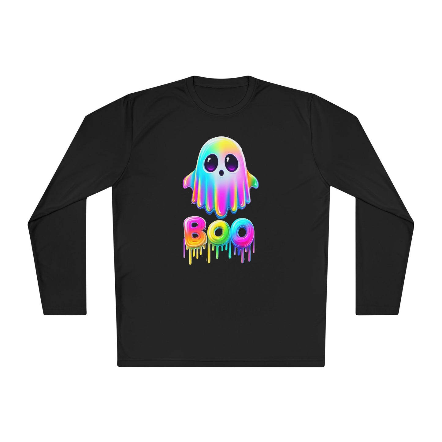 Neon Ghostly Boo Adult Long Sleeve Tee
