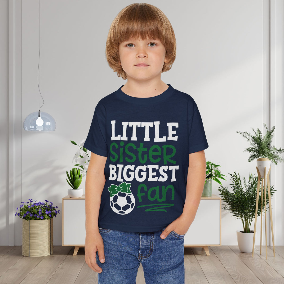 ""Little Sister Biggest Fan (Soccer) Heavy Cotton™ Toddler T-shirt
