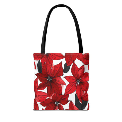 Inked Poinsettias Canvas Tote Bag